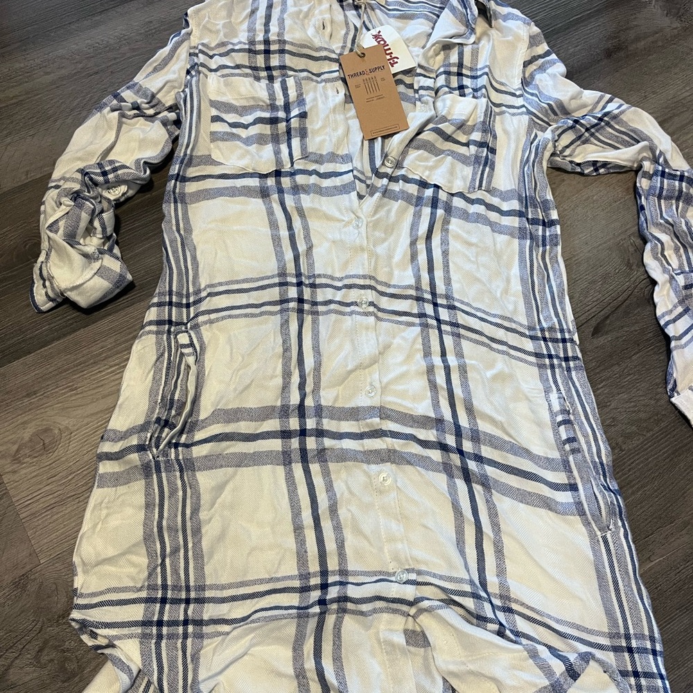 Blue and white plaid dress